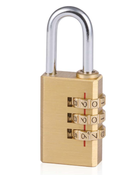 BRASS COMBINATION PADLOCK SQUA 3 DIAL