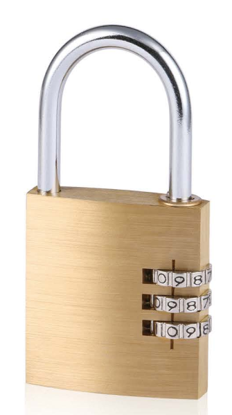 BRASS COMBINATION PADLOCK ARC 3 DIAL