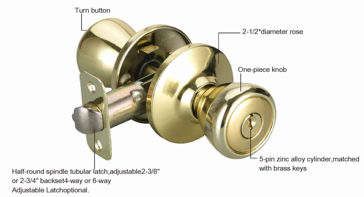 HALF-MOON SPINDLE TUBULAR KNOB LOCK