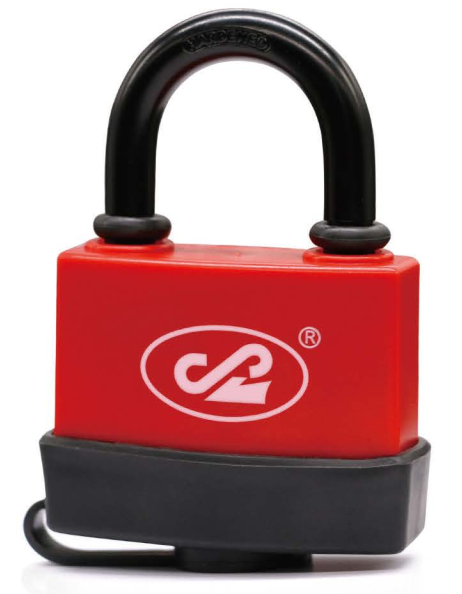 CURVED SHAPE PLASTIC WATERPROOF COVER STEEL PADLOCK (SOFT BOTTOM COVER STYLE)