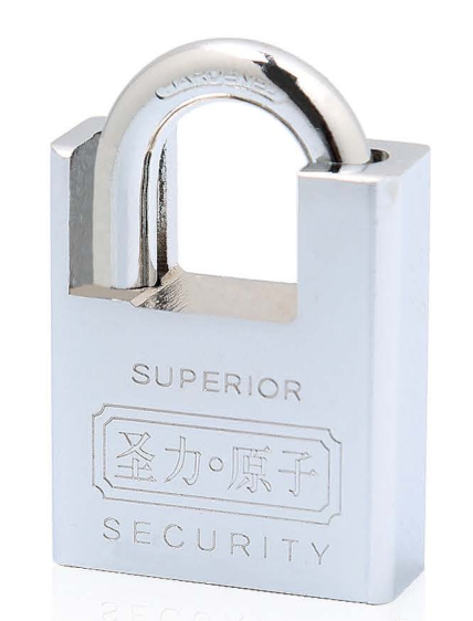 CHROME PLATED SHACKLE PROTECTED ATOM PADLOCK